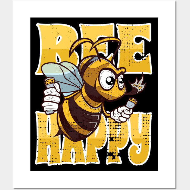 Bee Happy Wall Art by Tezatoons